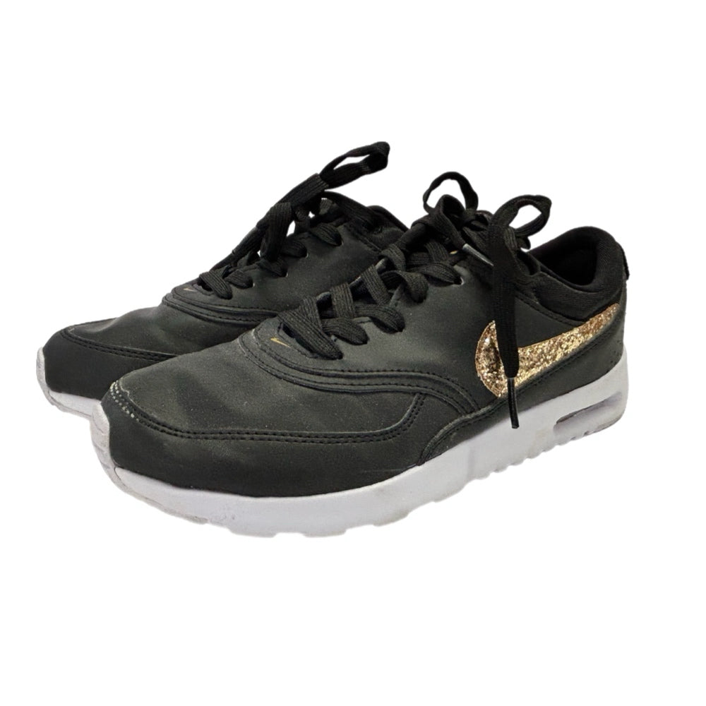 Nike Air Max Thea Sneakers Gold Glitter Swoosh SIZE 8