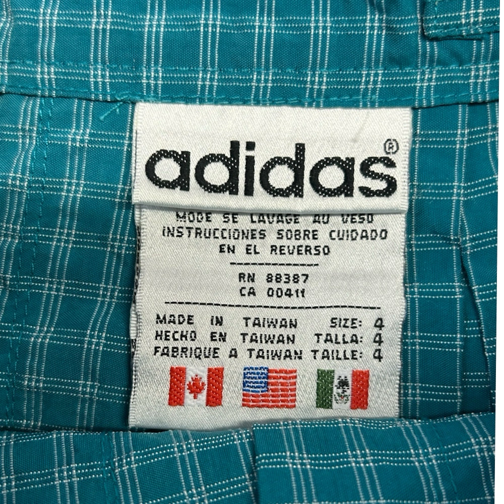 Adidas Teal Green Gingham Pleated Tennis Mini Skirt SIZE 4 Vintage 1990s | Finer Things Resale