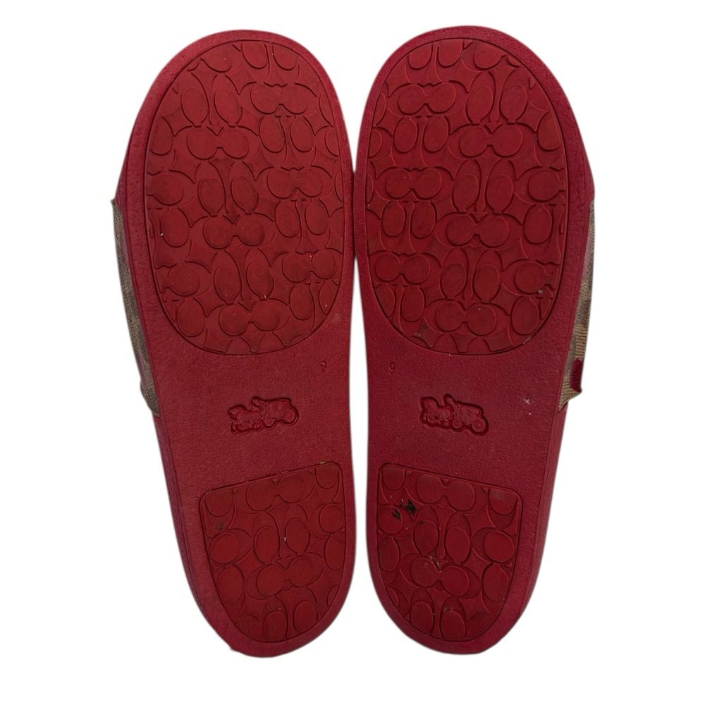 Coach Udele Valentines Electric Red Print Slide Sandals SIZE 9 | Finer Things Resale