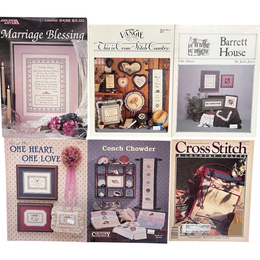 Cross Stitch Leaflets Booklets Leisure Arts+ 29pc Lot VINTAGE 1980s 1990s | Finer Things Resale