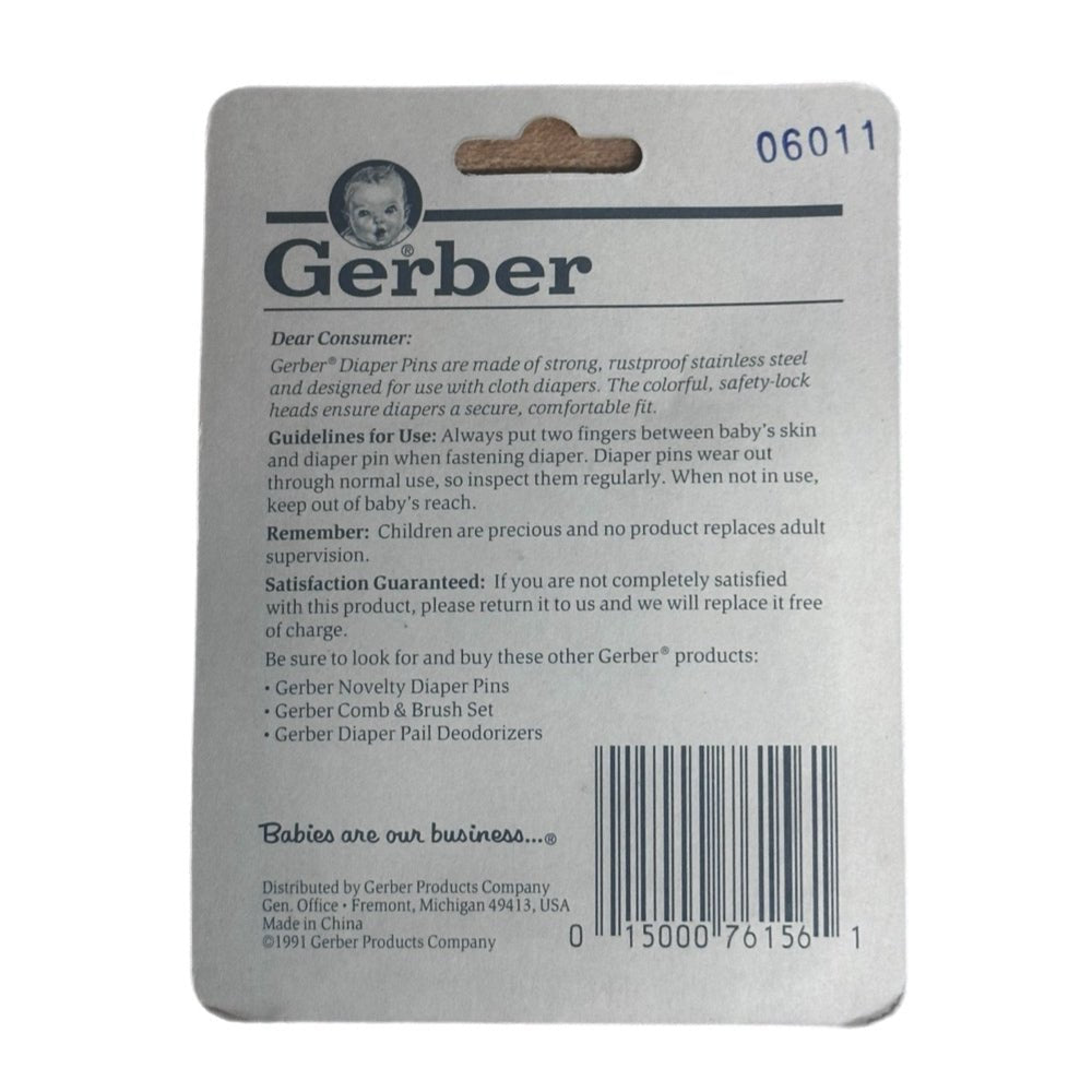 Gerber 4pc Yellow Diaper Pins Stainless Steel VINTAGE 1991 BRAND NEW! | Finer Things Resale