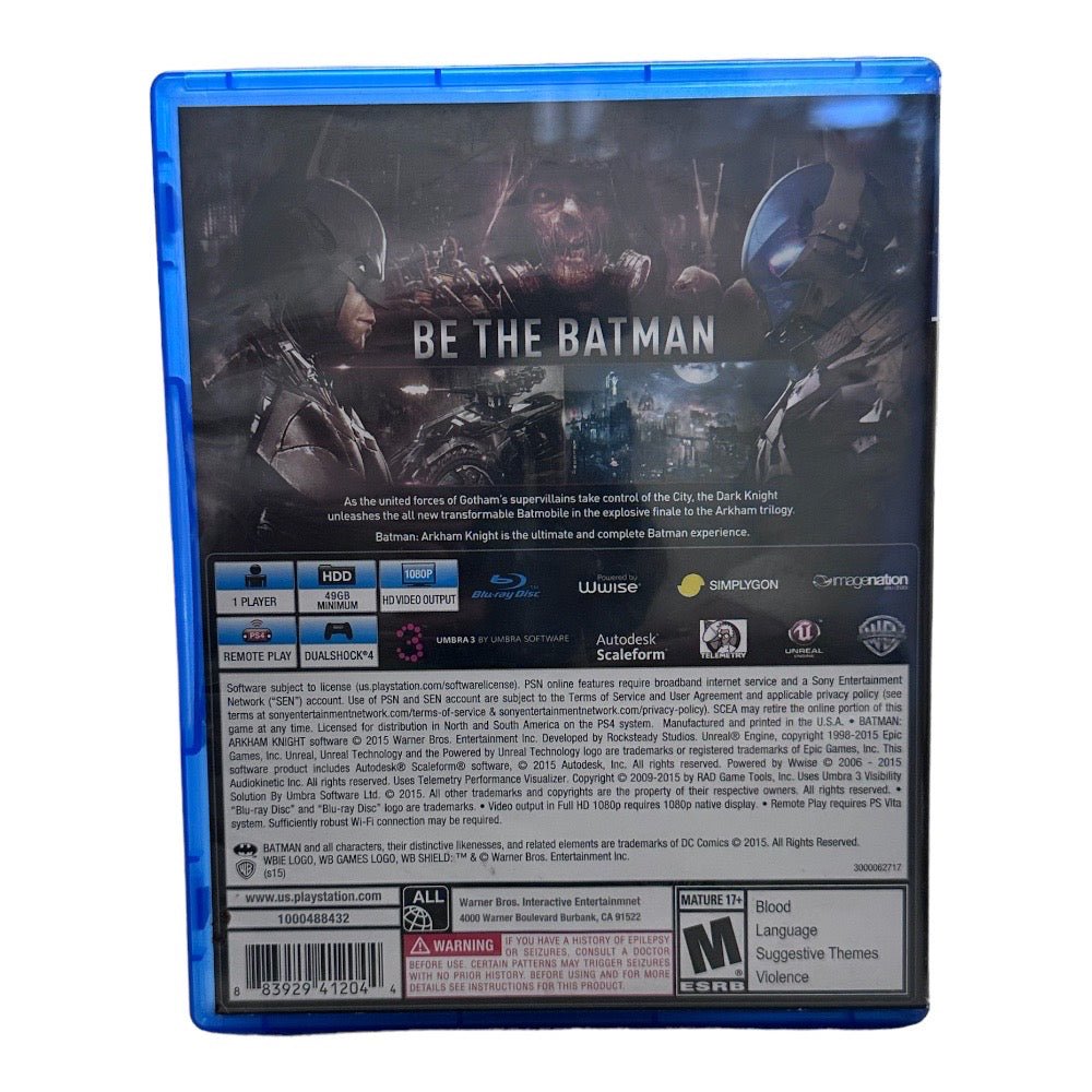Batman Arkham Knight Playstation 4 PS4 game 2015 Rated M 17+ | Finer Things Resale