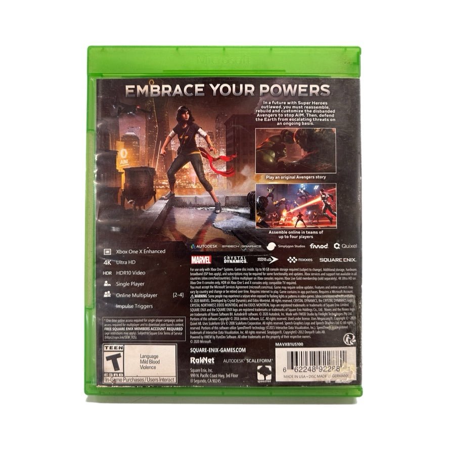Marvel's Avengers XBOX One 4K UHD HDR game Microsoft Square Eniz 2020 Rated T | Finer Things Resale