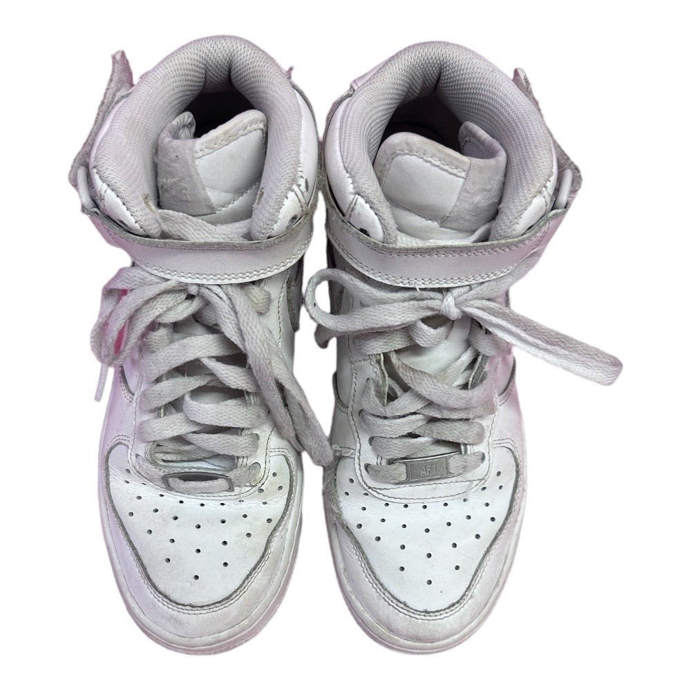 Nike Air Force 1 Mid Triple White Sneakers Shoes YOUTH SIZE 5.5 314195-113 | Finer Things Resale