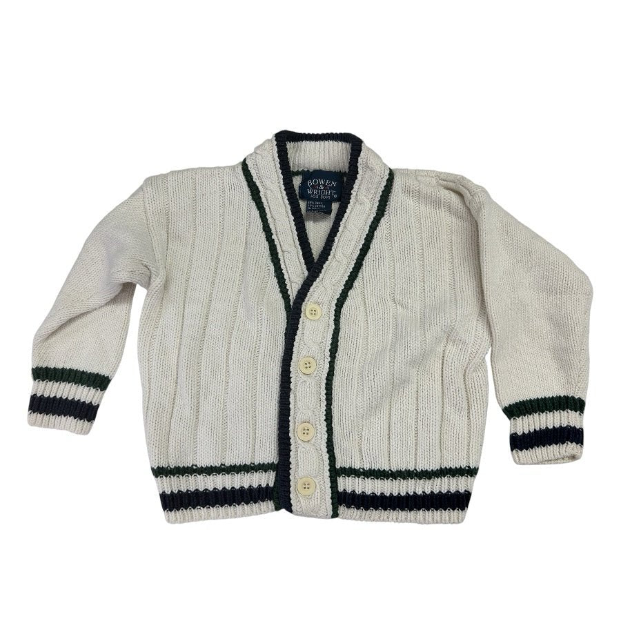 Bowen & Wright Boys Cable Nit Cardigan Sweater Ramie Cotton 3T VINTAGE 1990s | Finer Things Resale