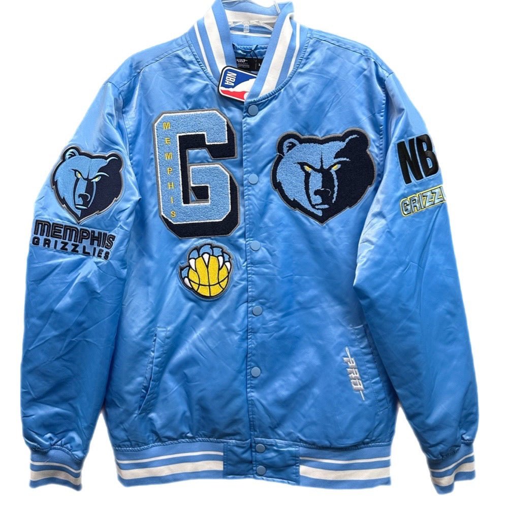 NBA Memphis Grizzlies Retro Mash Up Logo Satin Jacket Pro Standard XL NEW! | Finer Things Resale