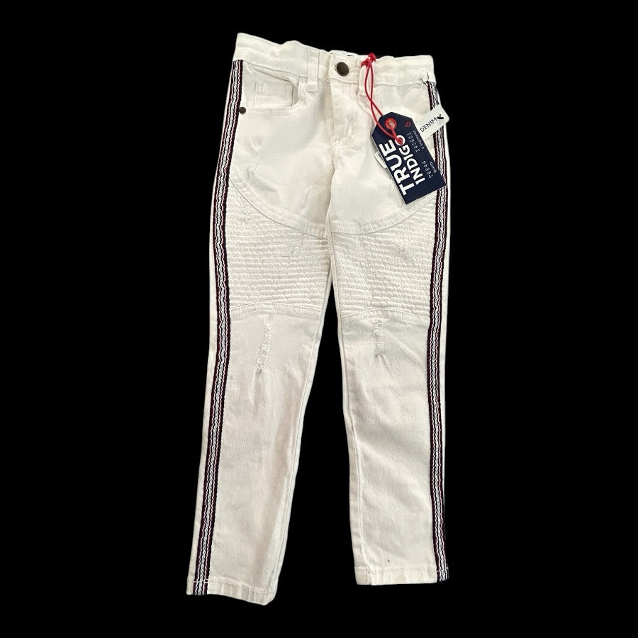 True Indigo White Slim Stretch Distressed Denim Moto Jeans Boys size 6 NWT!