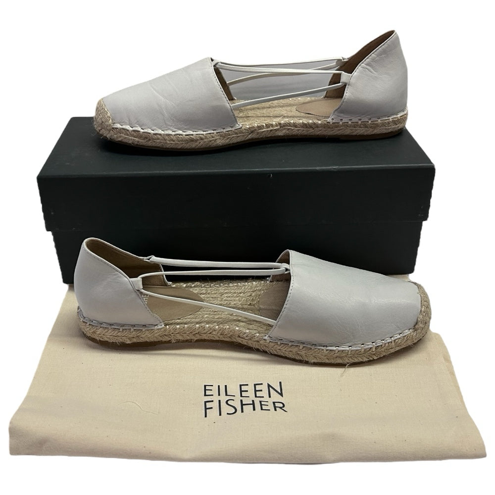 Eileen Fisher Washed White Leather Espadrilles Flats Shoes SIZE 9 BRAND NEW
