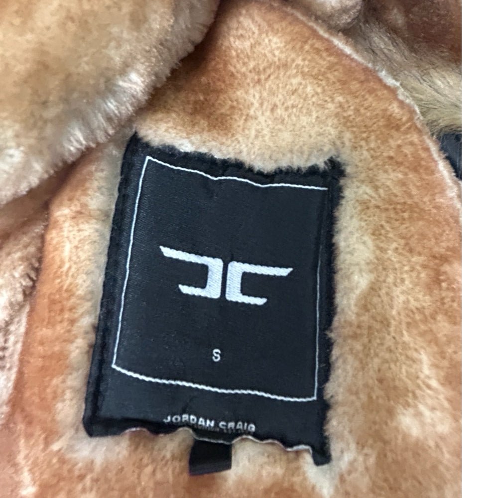 Jordan Craig El Jefe Faux Shearling Aviator Moto Hooded Coat Mens size SMALL | Finer Things Resale