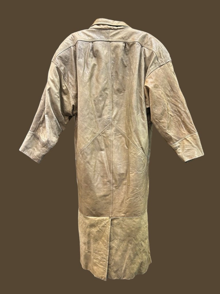 Express leather long trench coat SIZE MEDIUM VINTAGE 1990'S | Finer Things Resale