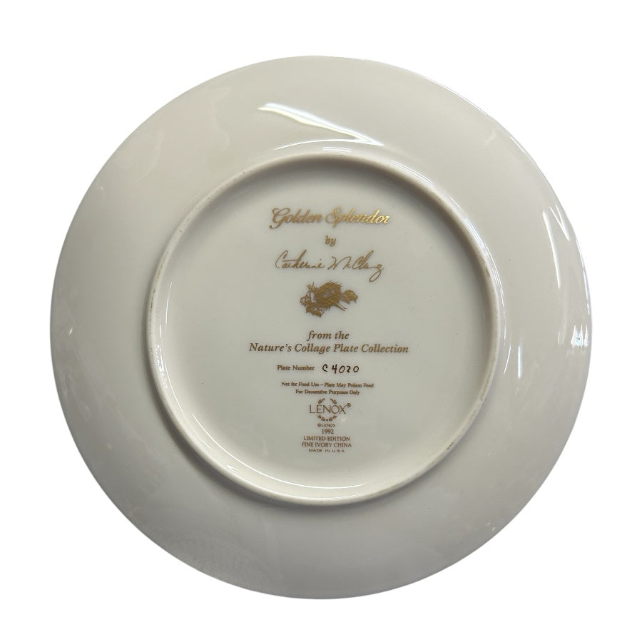 Lenox Golden Splendor Goldfinch Collector Plate Cathrine H Chang VINTAGE 1992 | Finer Things Resale