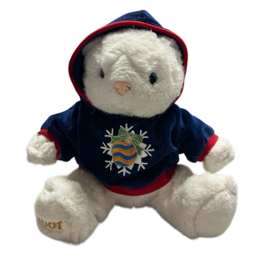 snowflake friends white kitty cat christmas plush stuffed animal vintage 2001