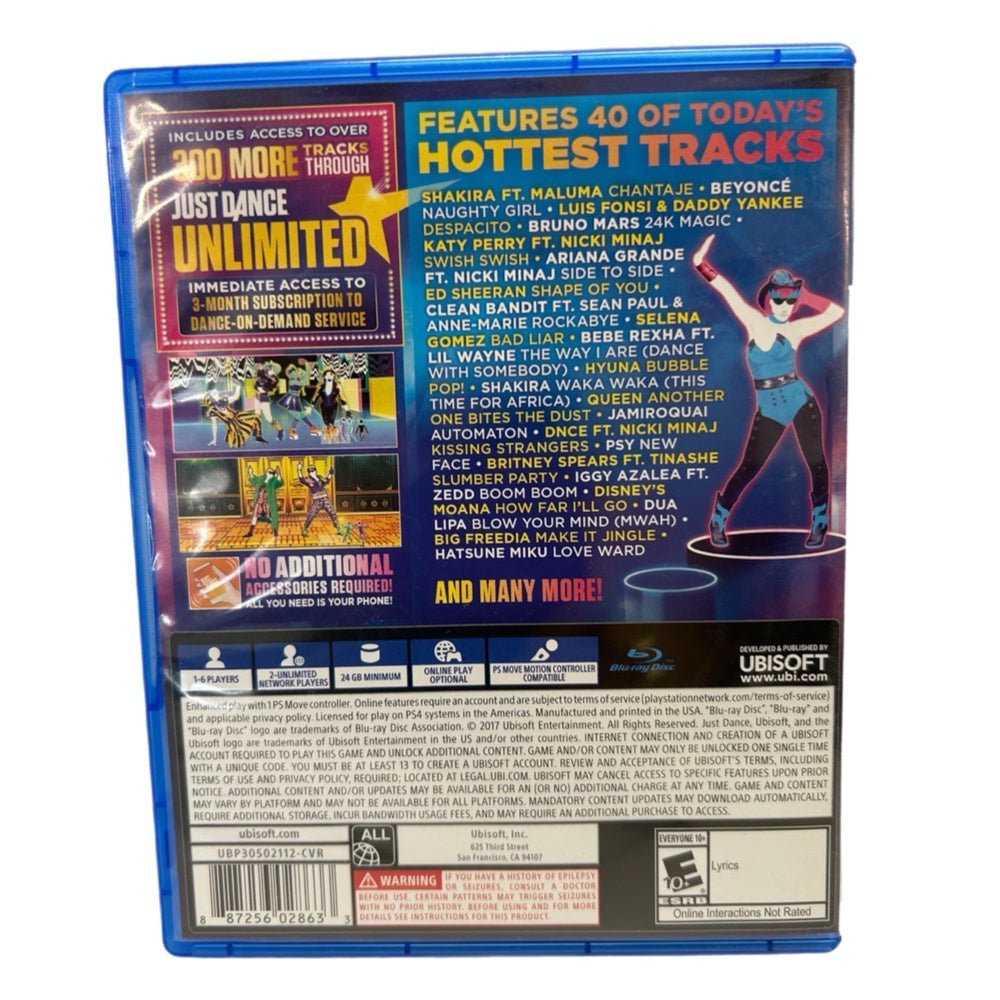 Just Dance 2018 game Playstation 4 | Finer Things Resale