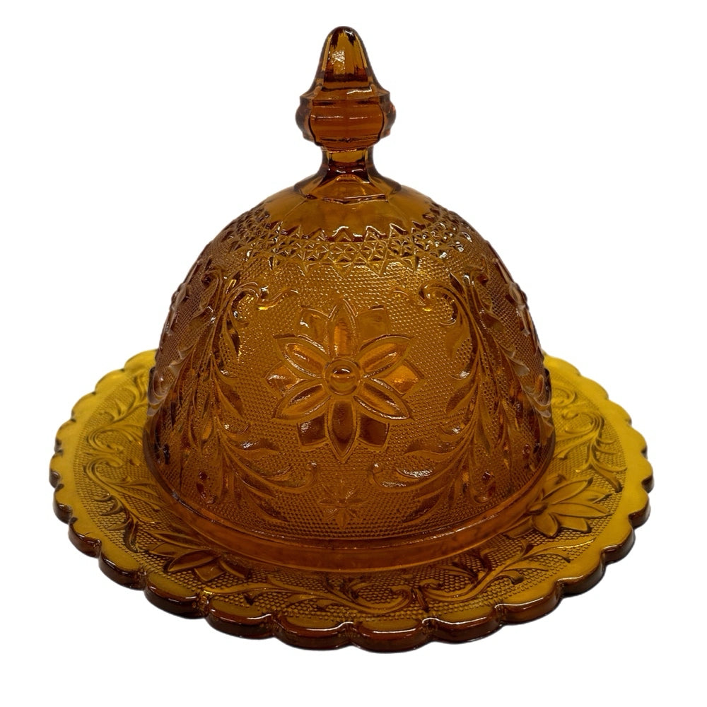 Tiara Indiana Glassware Sandwich Glass Covered Dome Butter Dish VINTAGE 1970's