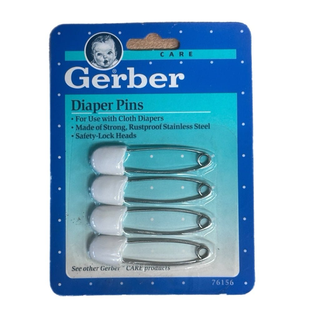 Gerber 4pc White Diaper Pins Stainless Steel VINTAGE 1991 BRAND NEW! | Finer Things Resale