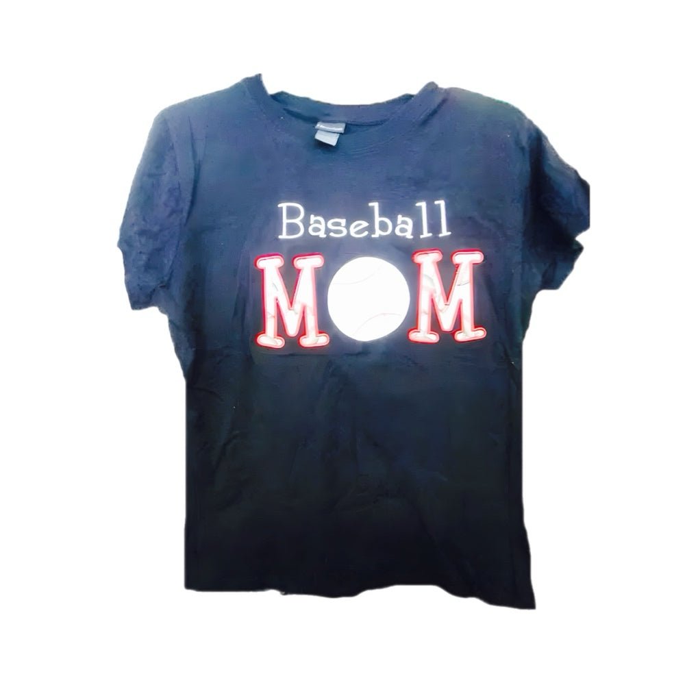 baseball mom custom embroidery applique short sleeve shirt size large