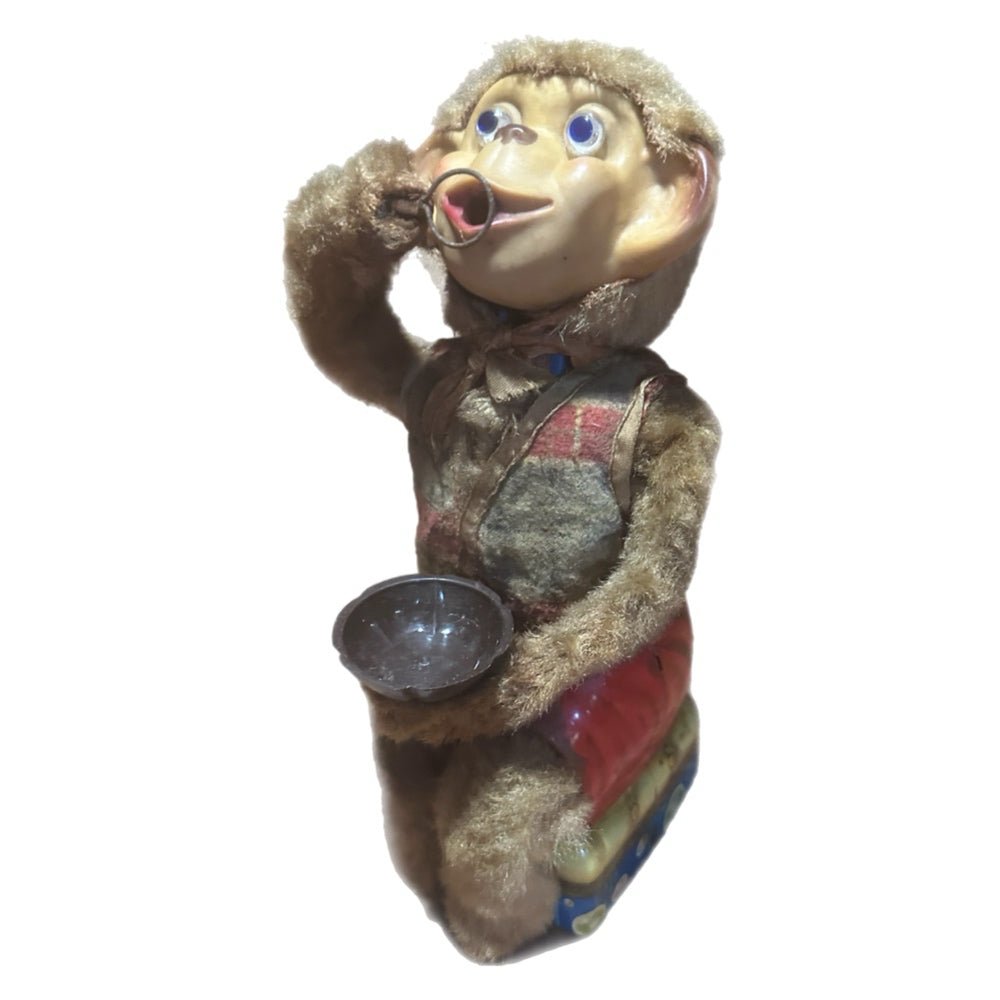 Rock Valley Bubble Blowing Monkey Battery Operated Tin Toy 1950's Japan | Finer Things Resale