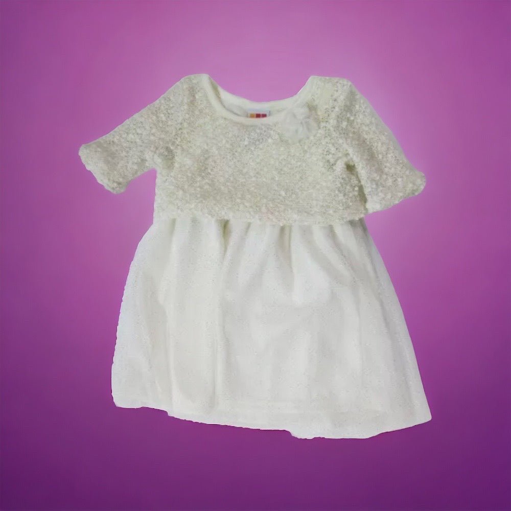 Healthtex short sleeve dressy gold sparkle dress SIZE 12 MONTHS | Finer Things Resale