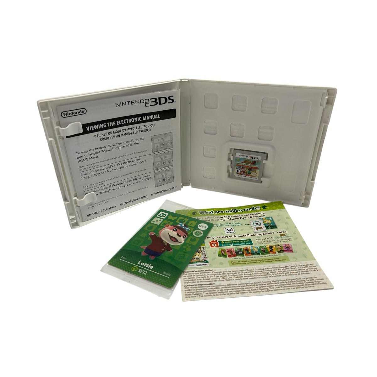 Animal Crossings Happy Home Designer Nintendo 3DS Game CIB Lottie Amiibo Card