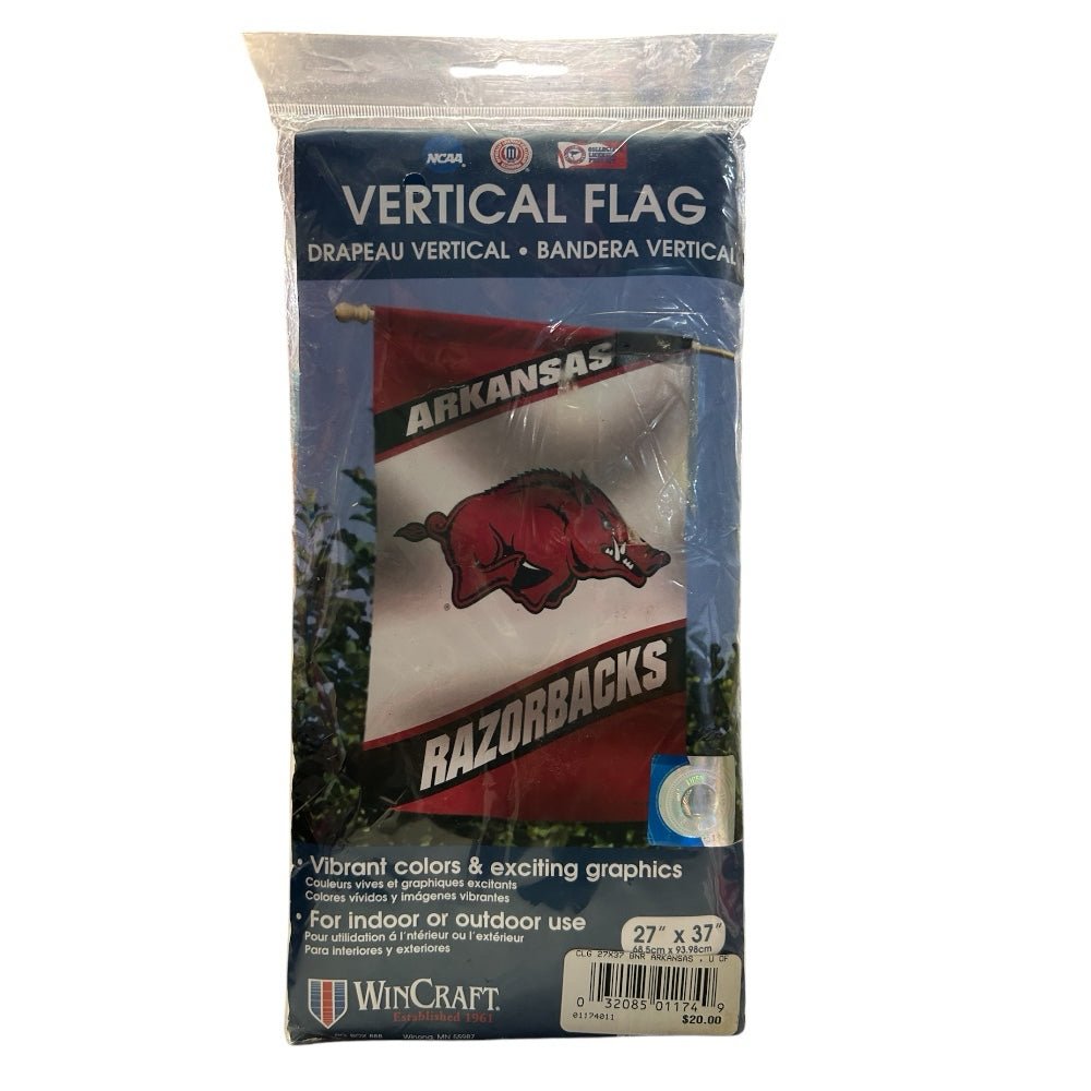Arkansas Razorback Vertical Flag 27x 37 BRAND NEW! GO HOGS GO! | Finer Things Resale
