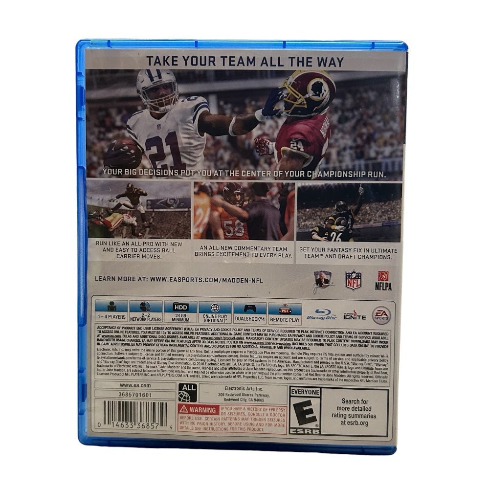 madden nfl 17 sony playstation 4 ps4 game football rated 3 rob gronkowski