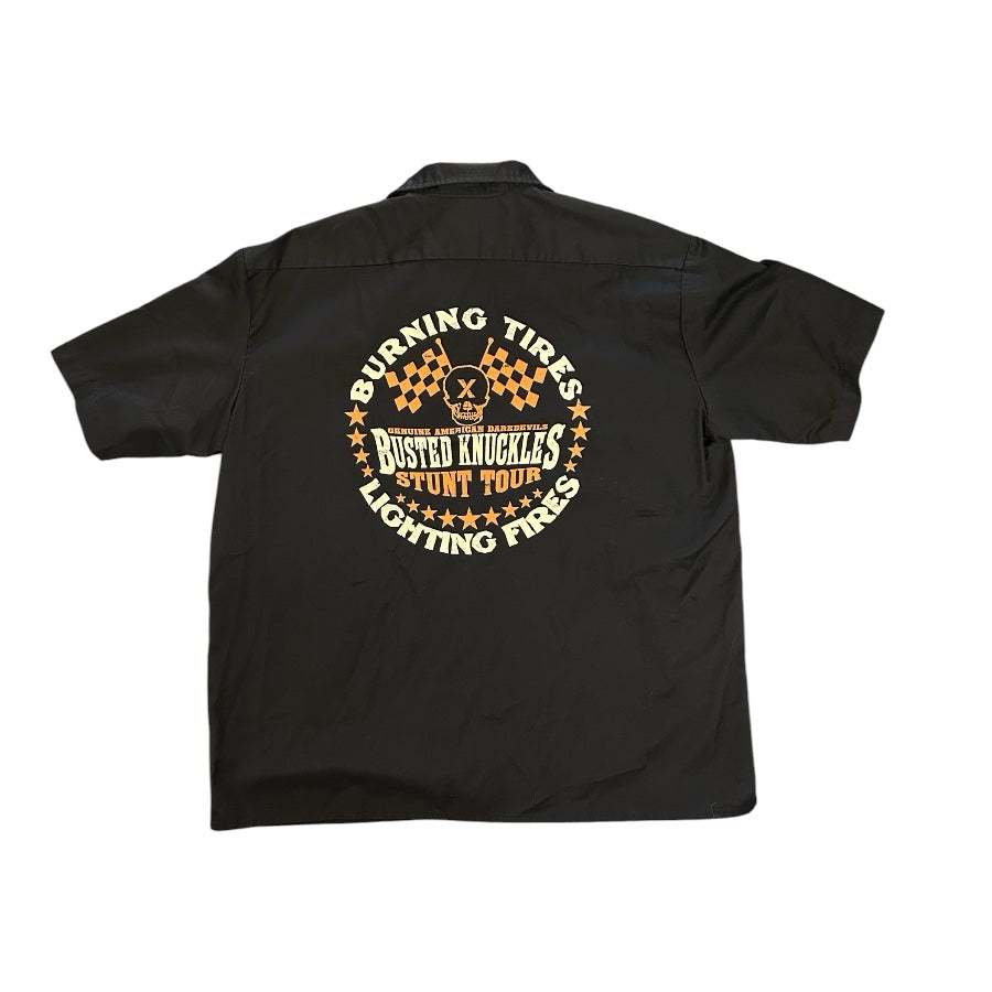 Dickies Busted Knuckles Stunt Tour Work Shirt Mechanic Skull SIZE 2XL | Finer Things Resale