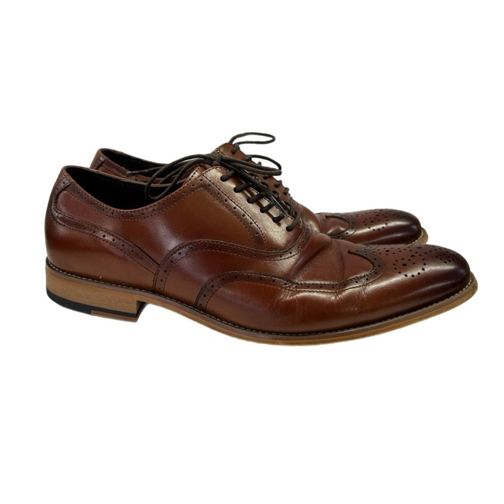 Stacy Dunbar Cognac Leather WIngtop Oxford Dress Shoes 25064 Mens size 12M | Finer Things Resale