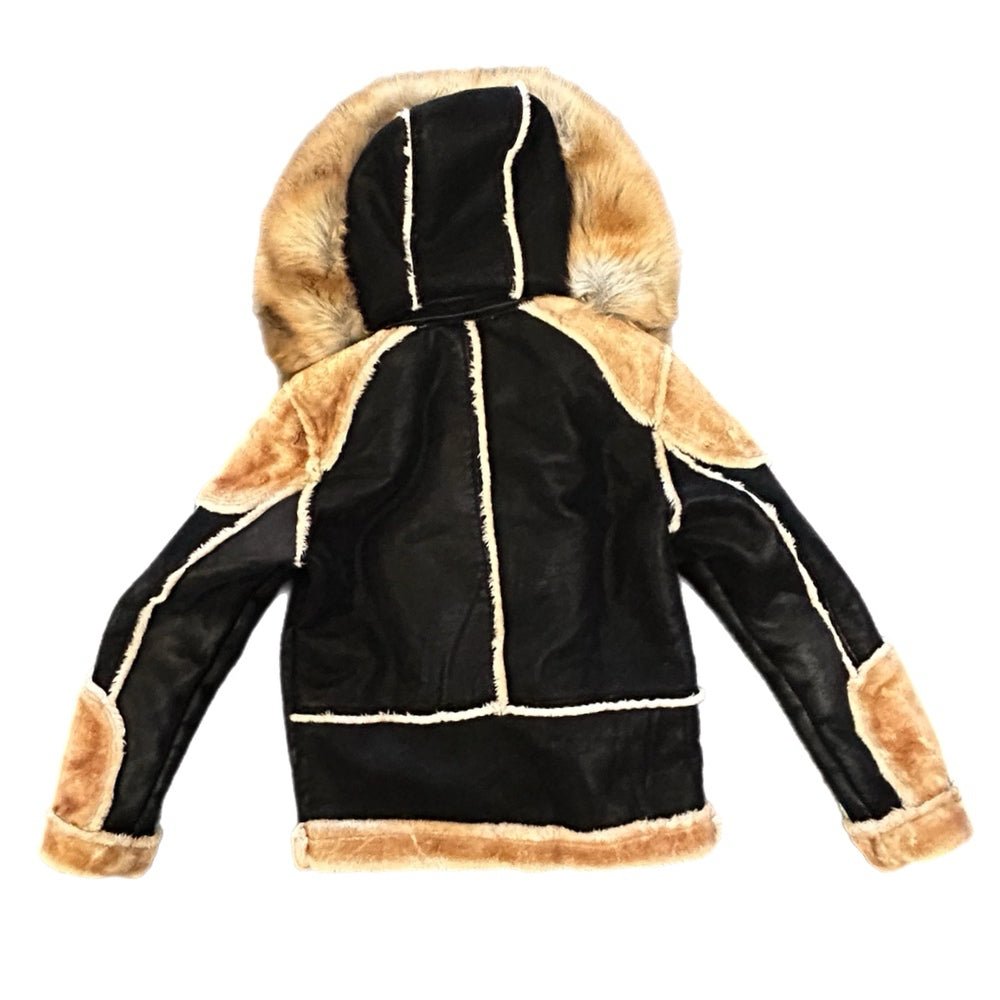 Jordan Craig El Jefe Faux Shearling Aviator Moto Hooded Coat Mens size SMALL | Finer Things Resale