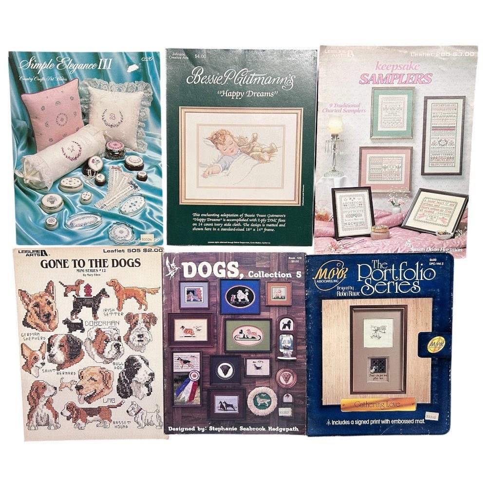 Cross Stitch Leaflets Booklets Leisure Arts+ 29pc Lot VINTAGE 1980s 1990s | Finer Things Resale