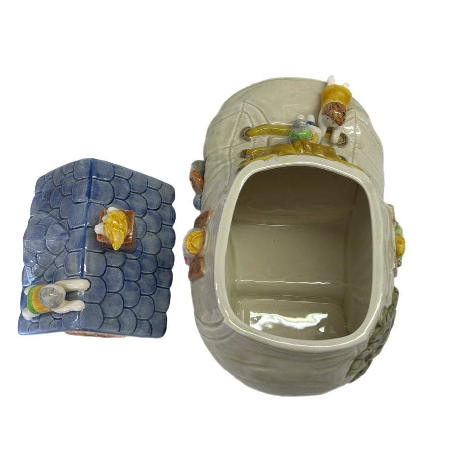 Fitz & Floyd Old Lady Who Lived in a Shoe Ceramic Cookie Jar VINTAGE 1986