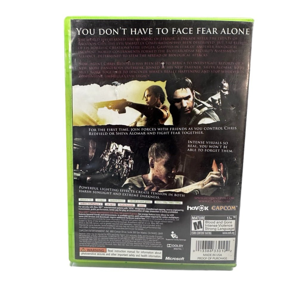 Resident Evil 5 XBOX 360 game Microsoft 2009 Rated M17+ | Finer Things Resale