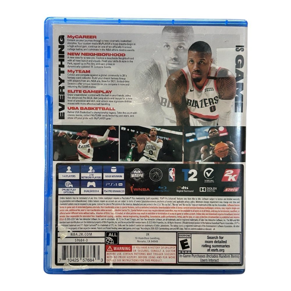 nba 2k21 basketball sony playstation 4 ps4 game rated