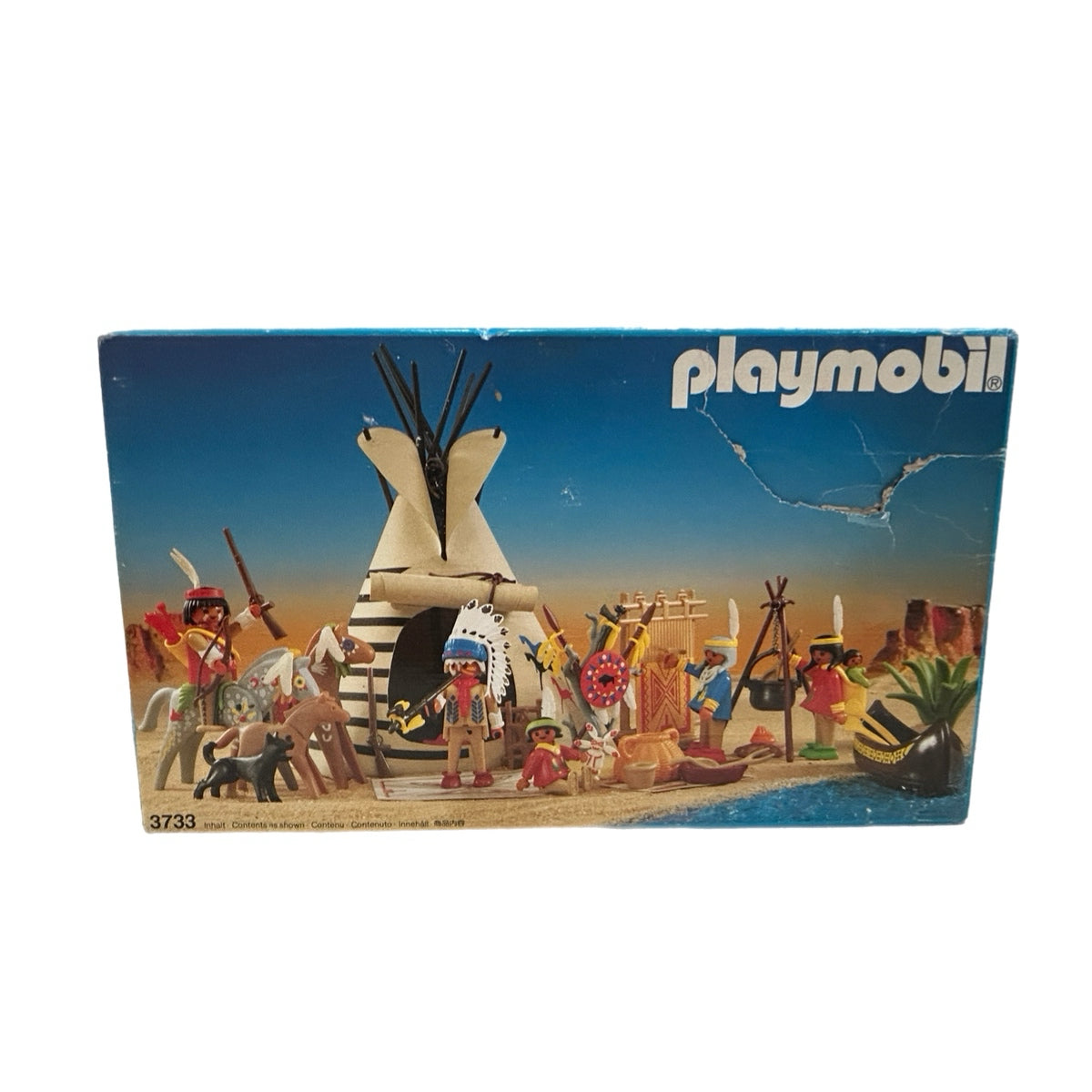 Playmobil Indian Camp 3733 NEW Factory Sealed Contents Damaged Box VINTAGE 1988