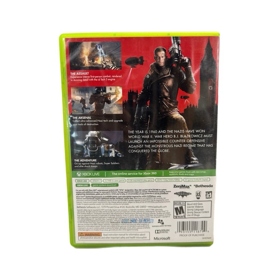 Wolfenstein The New Order XBOX 360 game Bethesda 2014 Complete with manual | Finer Things Resale