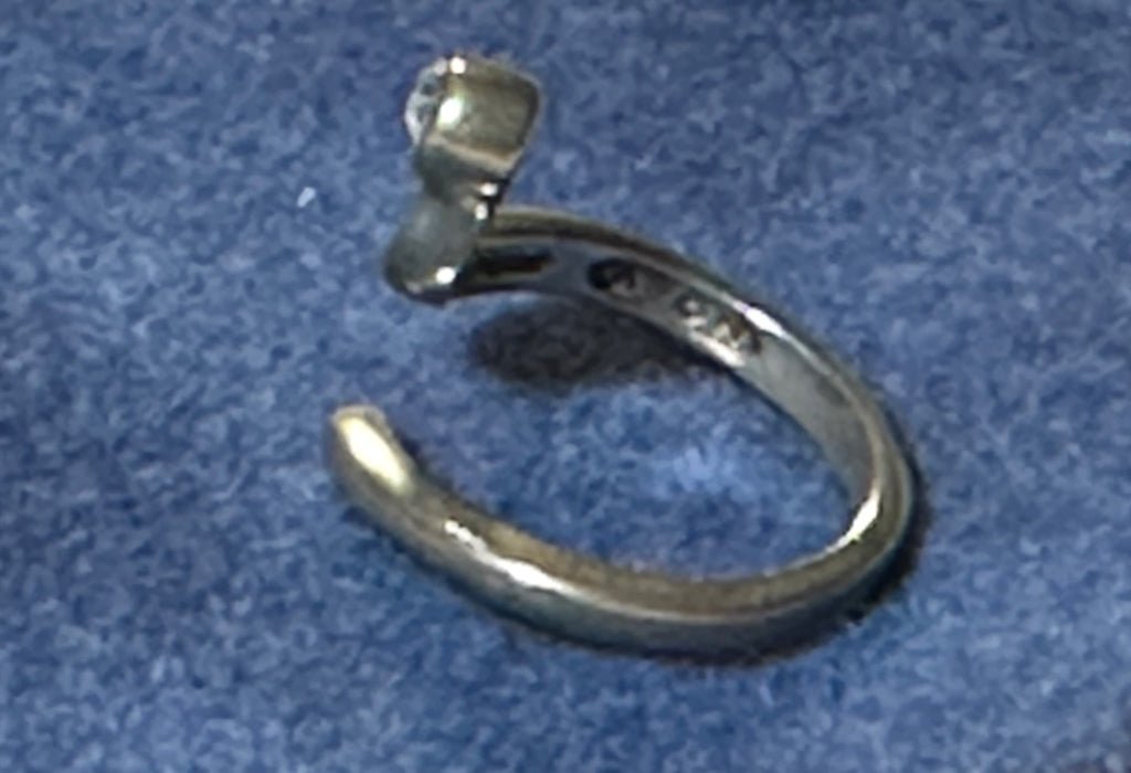avon sterling silver crystal accent nail ring