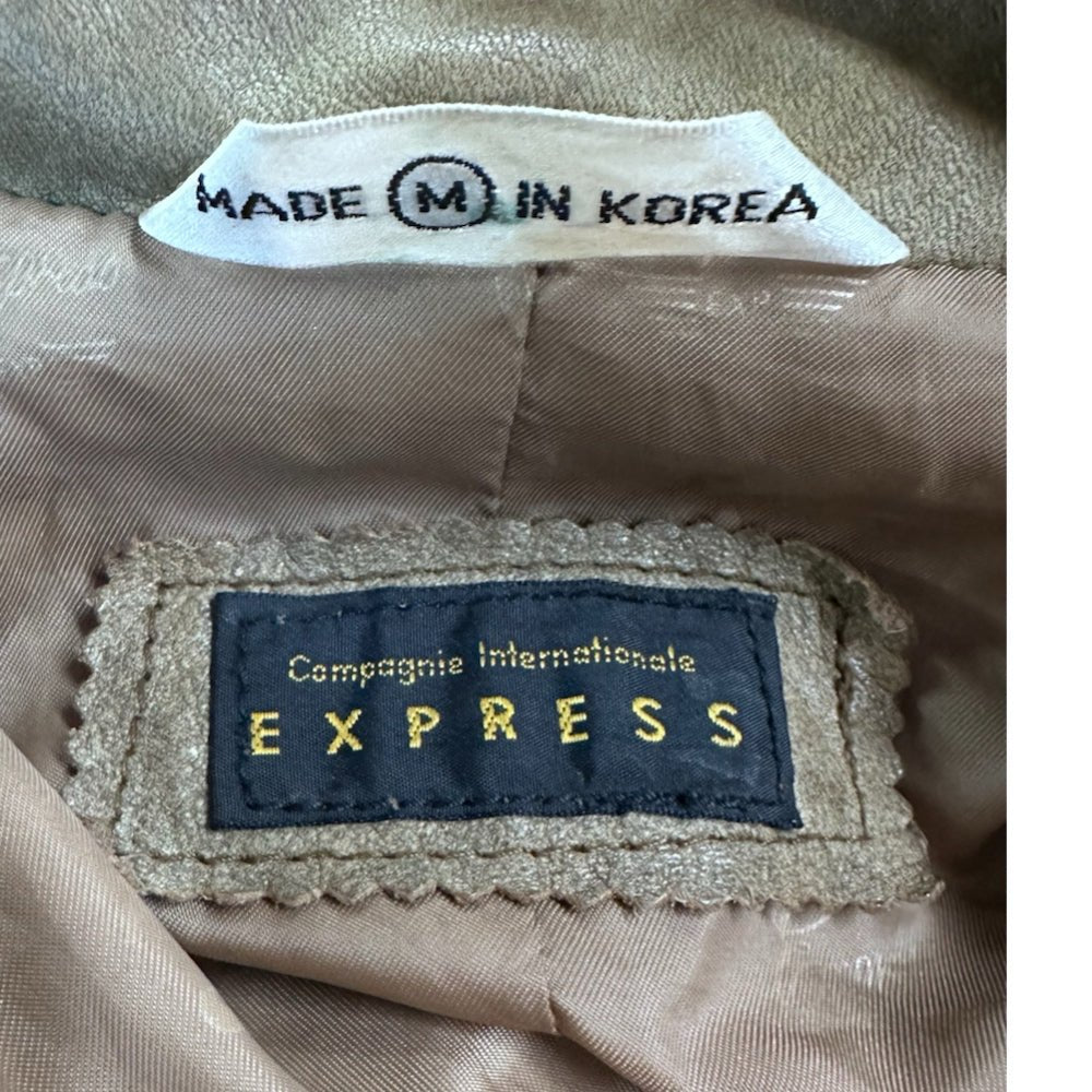 Express leather long trench coat SIZE MEDIUM VINTAGE 1990'S | Finer Things Resale