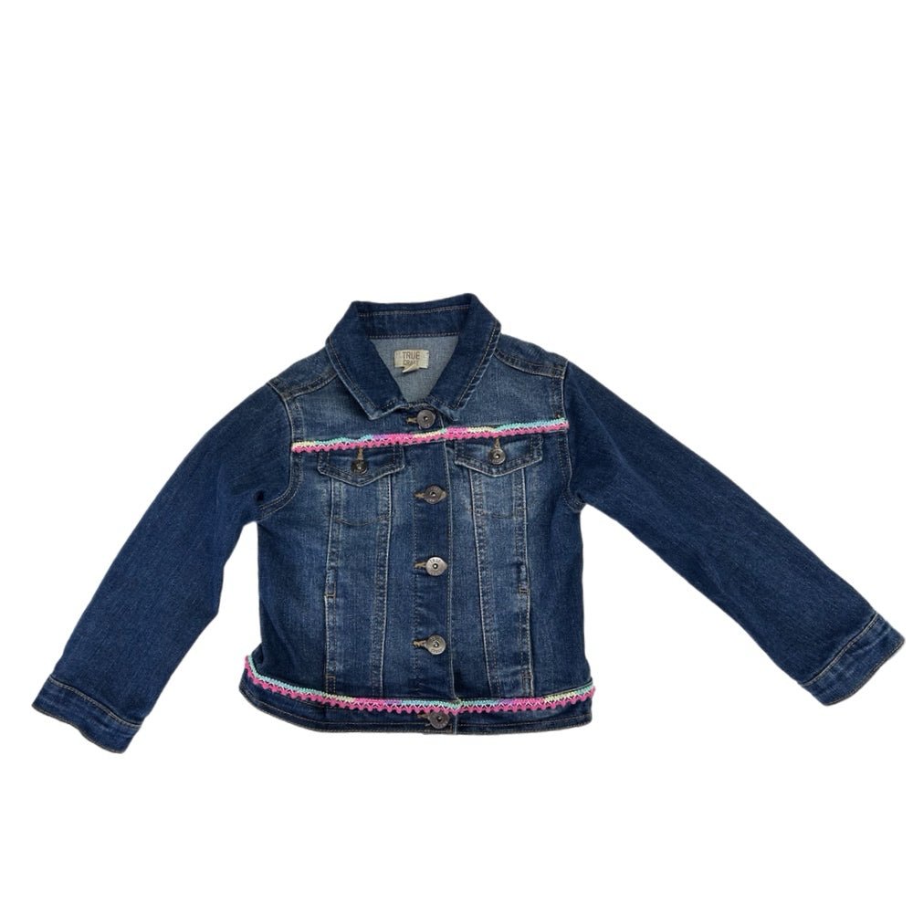 True Craft denim trucker jacket llama SIZE 4T | Finer Things Resale
