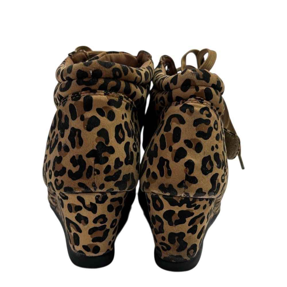 Forever Leopard Print Wedge Ankle Boots Booties SIZE | Finer Things Resale