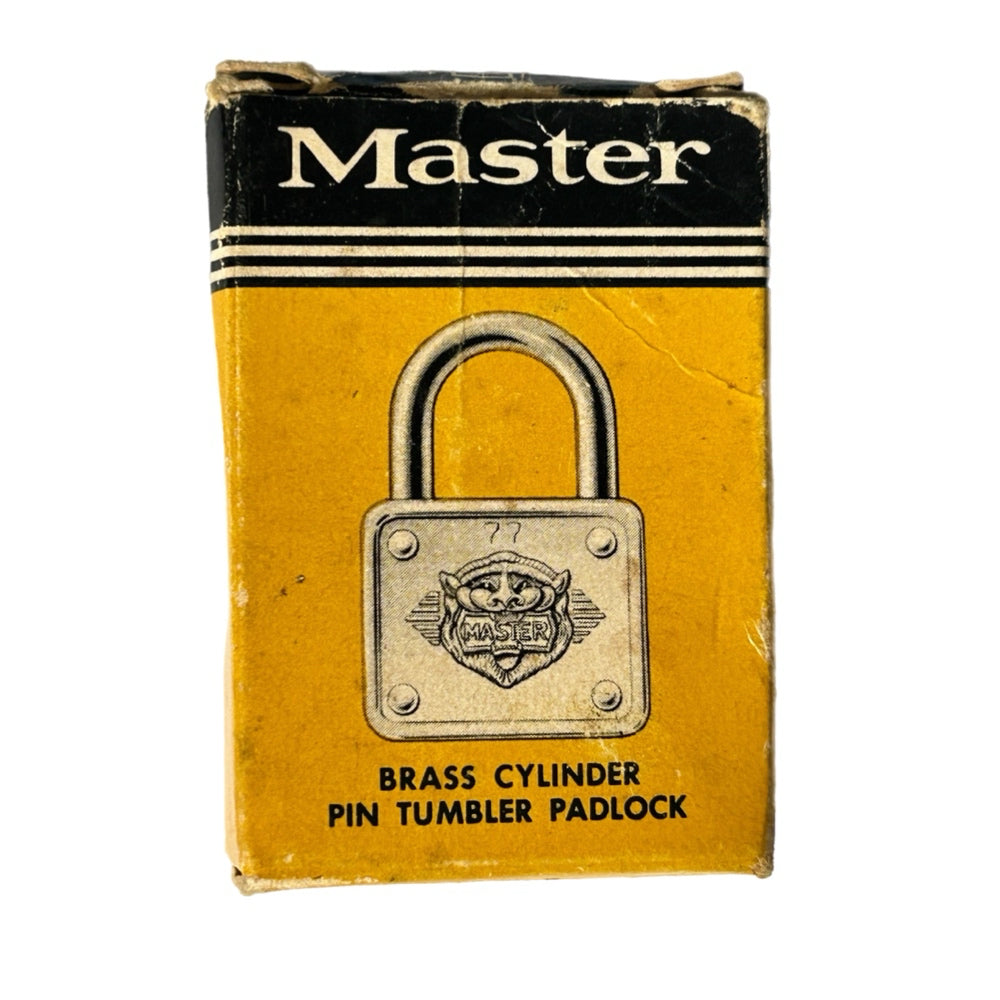 Master Locks Brass Cylinder Pin Tumbler Padlock Keys Orginal Box Tiger Head #77