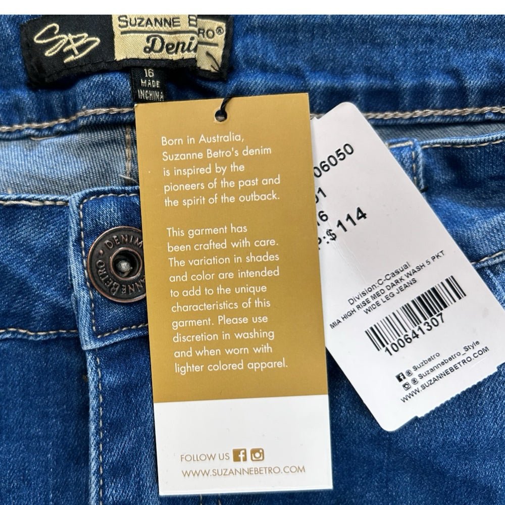 Suzanne Betro Mia Wide Leg Ankle Jeans SIZE 16 NWT | Finer Things Resale