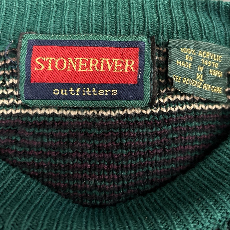 Stoneriver Outfitters Sweater Geometric Fair Isle Print XLARGE Vintage 1990's