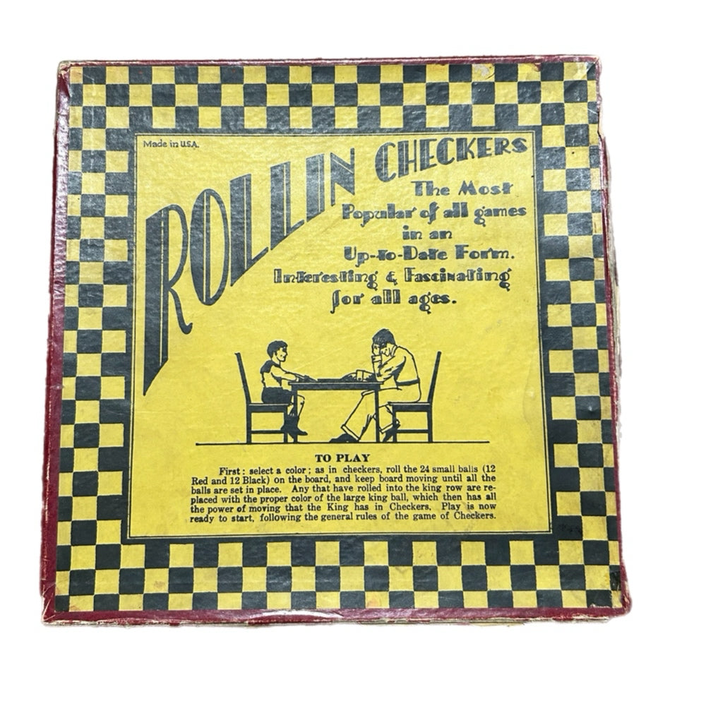 Rollin Checkers Clay Glass Marble Boardgame Game VINTAGE 1920's