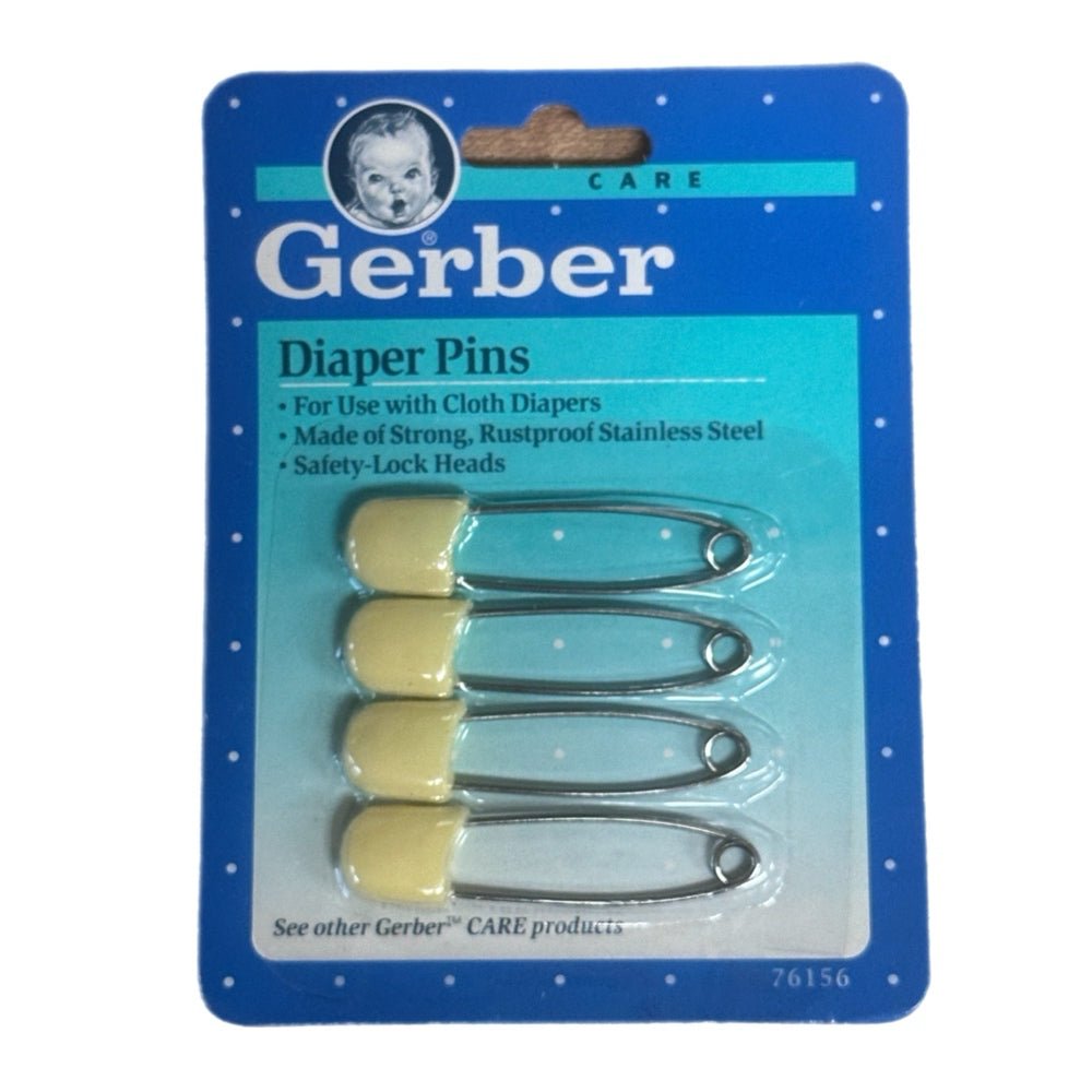 Gerber 4pc Yellow Diaper Pins Stainless Steel VINTAGE 1991 BRAND NEW! | Finer Things Resale