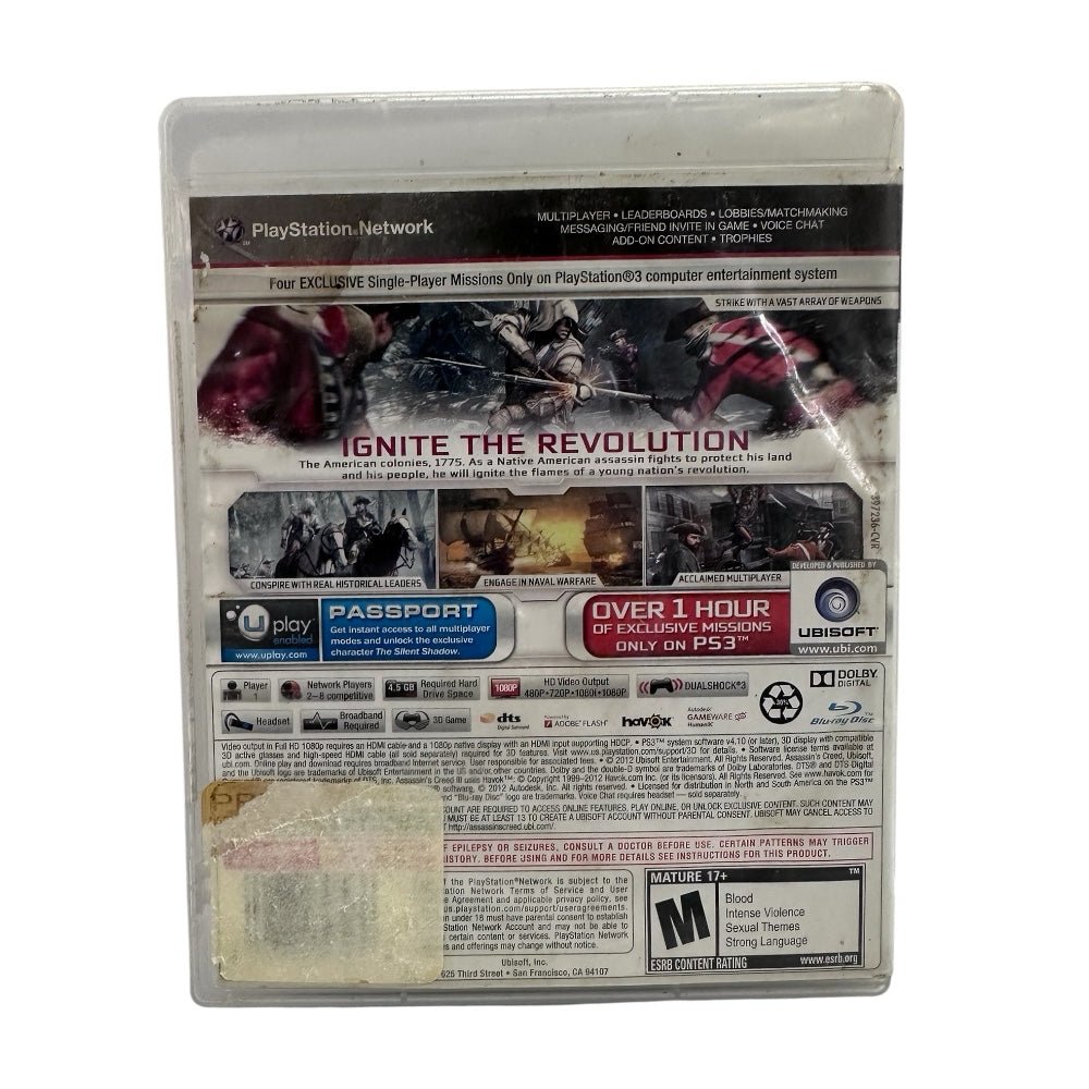 Assassin's Creed III Sony Playstation 3 PS3 game Rated M 17+ 2009 | Finer Things Resale