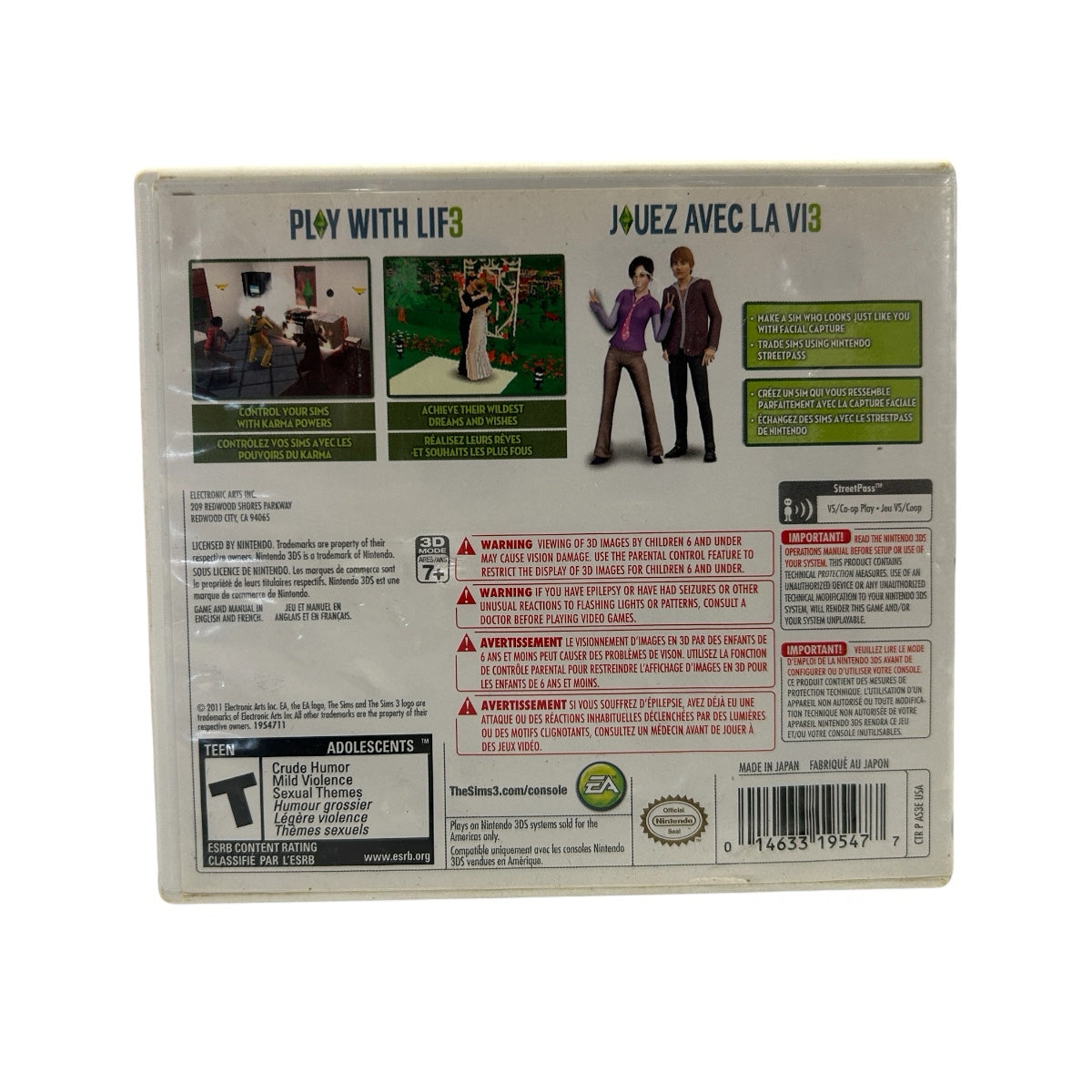 The Sims 3 Nintendo 3DS Game Complete CIB 2011 Rated T