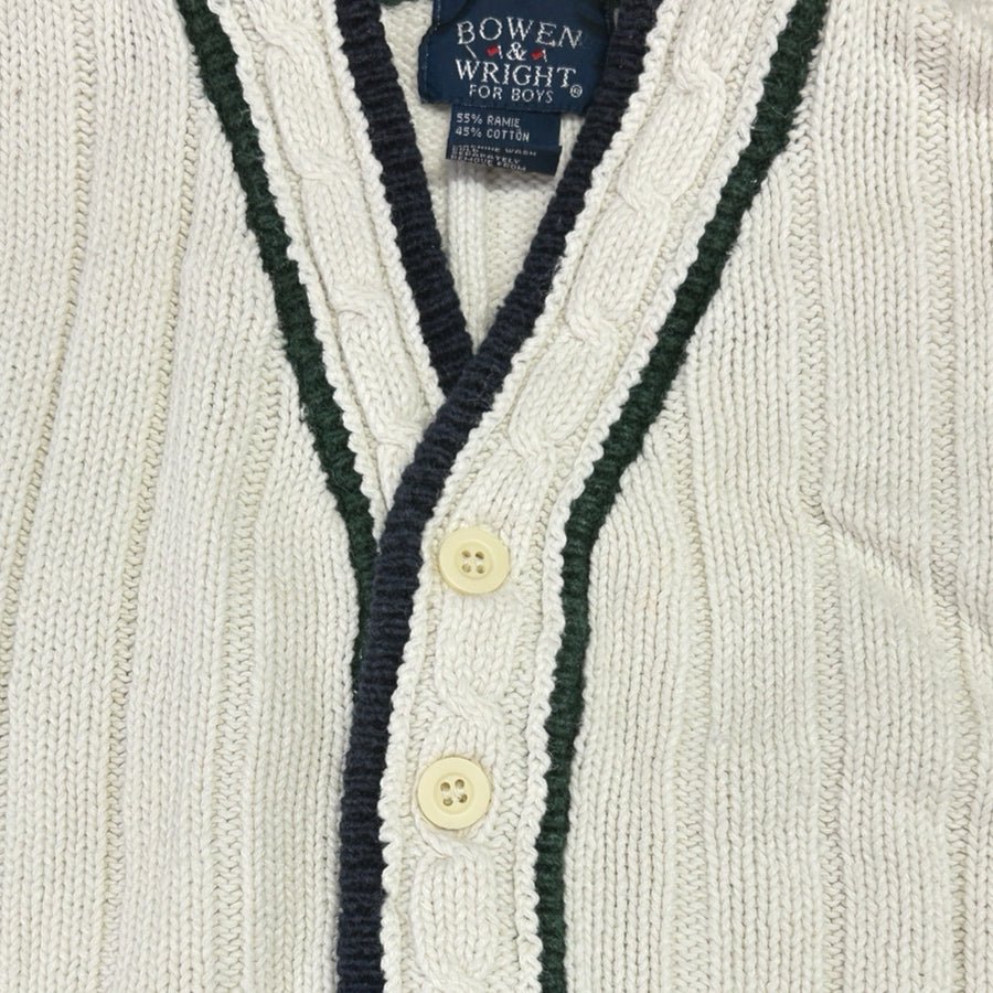 Bowen & Wright Boys Cable Nit Cardigan Sweater Ramie Cotton 3T VINTAGE 1990s | Finer Things Resale