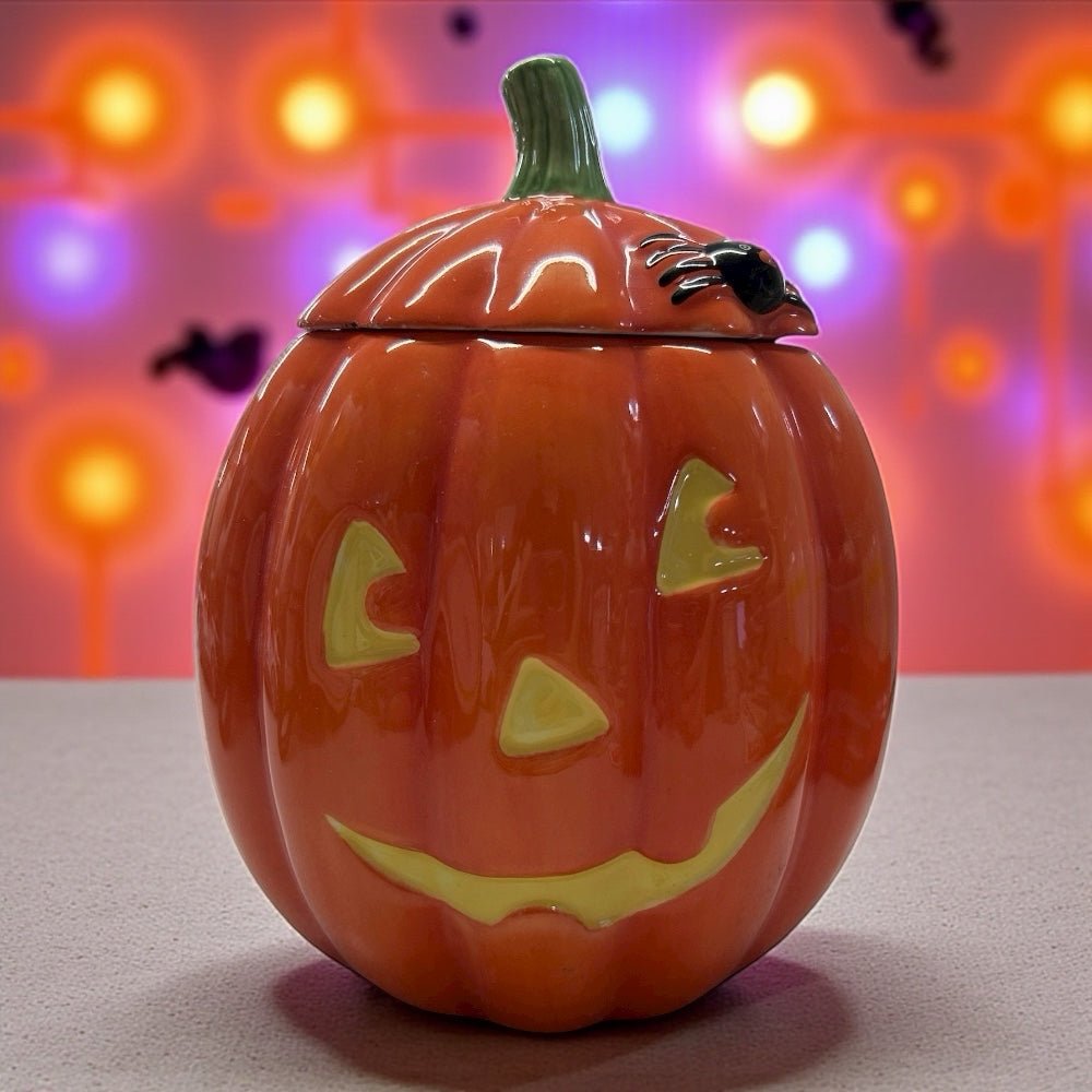 Hallmark Halloween Jack-O-Lantern Pumpkin Ceramic Cookie Candy Jar RETIRED | Finer Things Resale