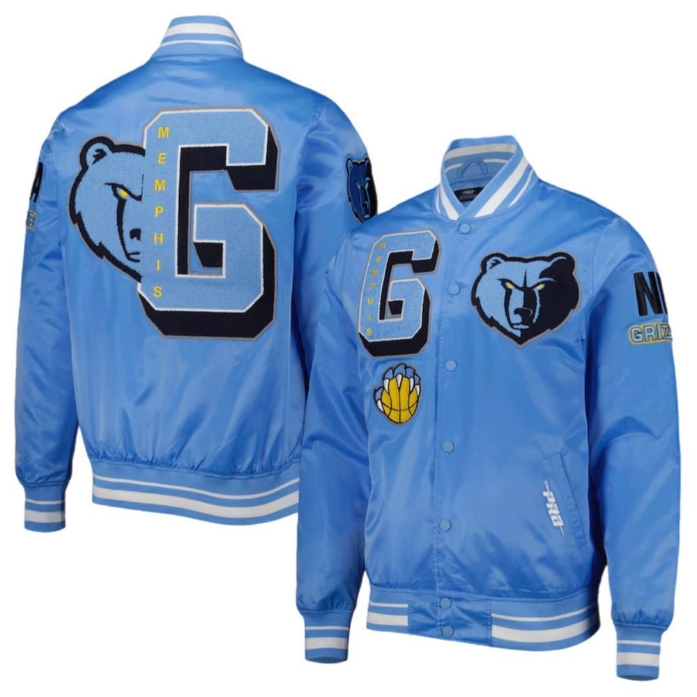 NBA Memphis Grizzlies Retro Mash Up Logo Satin Jacket Pro Standard XL NEW! | Finer Things Resale