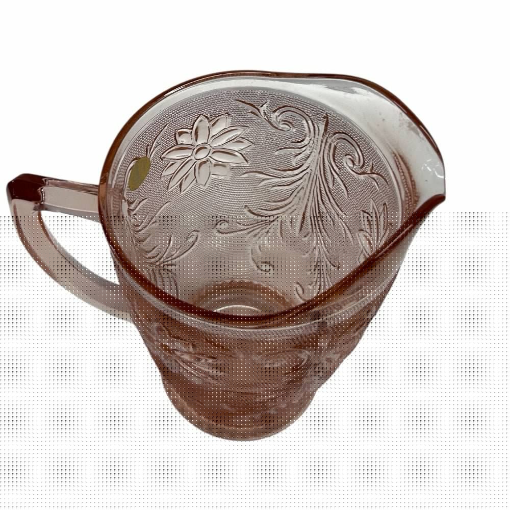 Tiara Peach Pink Sandwich Glass Pitcher 64oz with original box sticker VINTAGE | Finer Things Resale