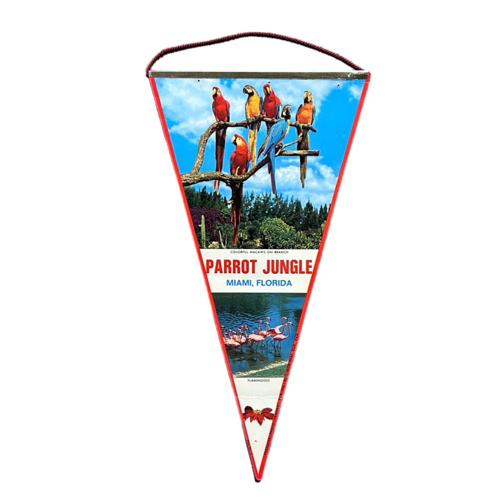 Parrot Jungle Miami Florida Souvenir Pennant 2 sided VINTAGE 1970s | Finer Things Resale